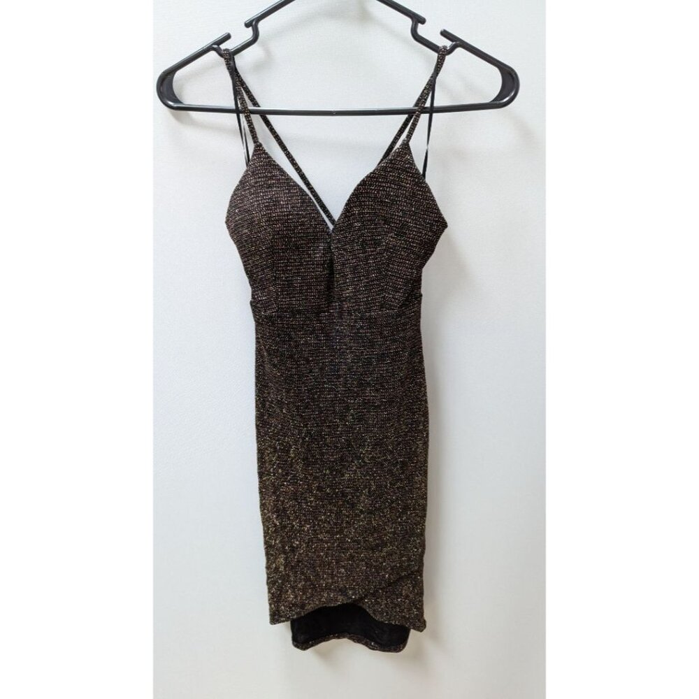 elleCLO Black/Bronze Metallic Mini Dress